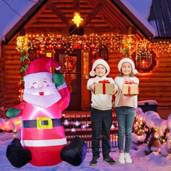⚡4FT Christmas Inflatables Santa Claus with Built-in LEDs Outdoor Decorations - Picture 6 of 8